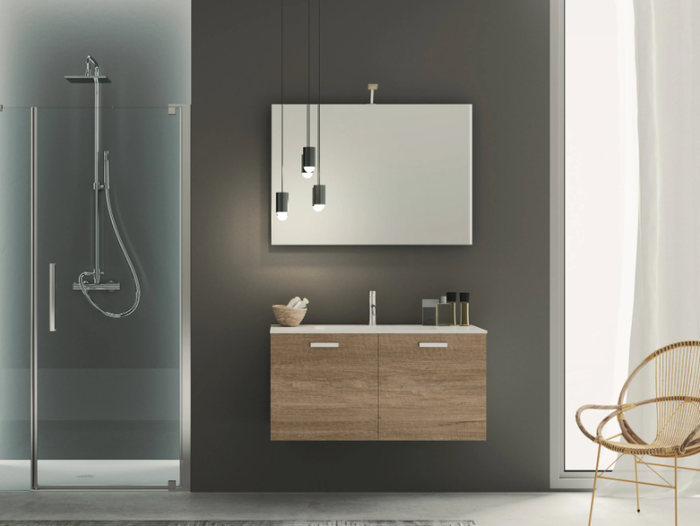 QUB04 - Wall-mounted wooden vanity unit with doors _ Gruppo Geromin